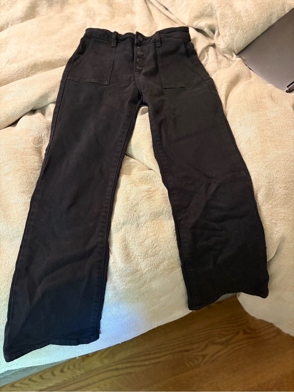 Black womens jeans with Button Fly